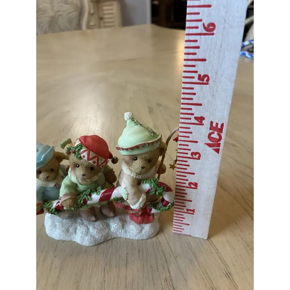 Cherished Teddies Adam Karen Katelyn Bringing A Sweet Season Candy Cane LOW REG